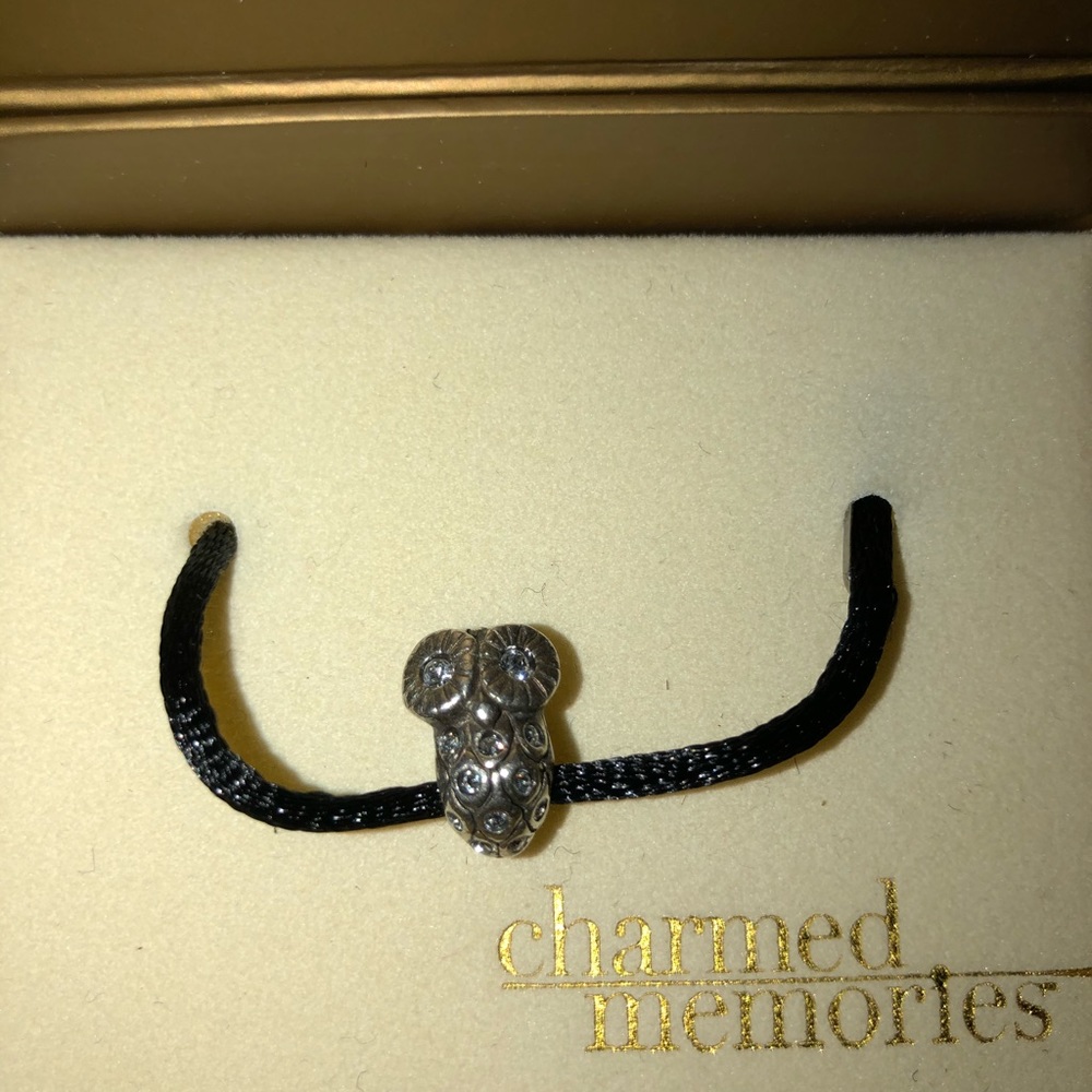 Charmed memories silver owl with diamonds charm